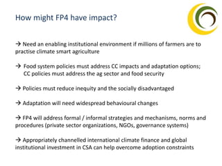 Governance and Institutions Across Scales in Climate Resilient Food Systems