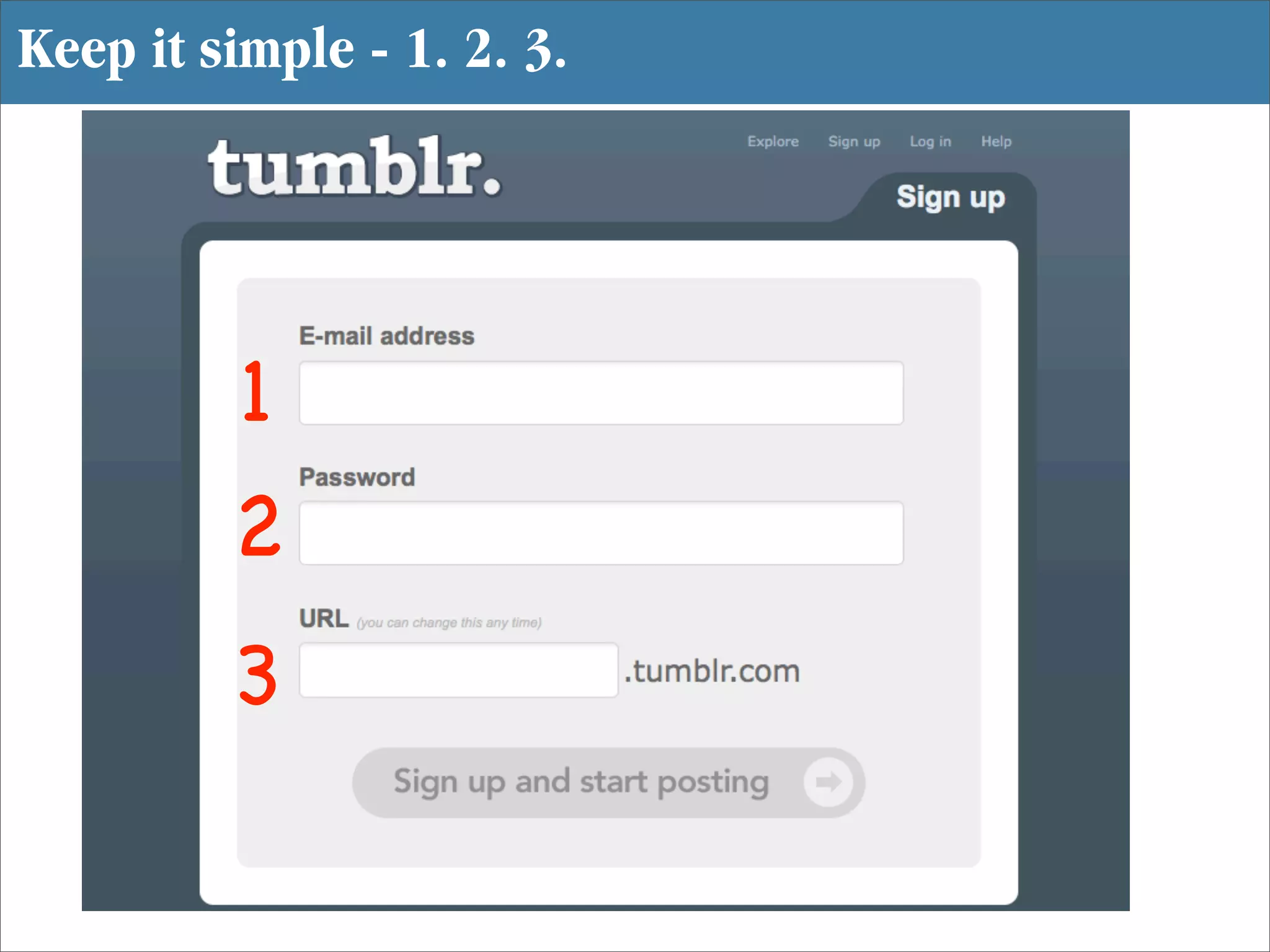 Keep it simple - 1. 2. 3.




          1
         2
         3
 