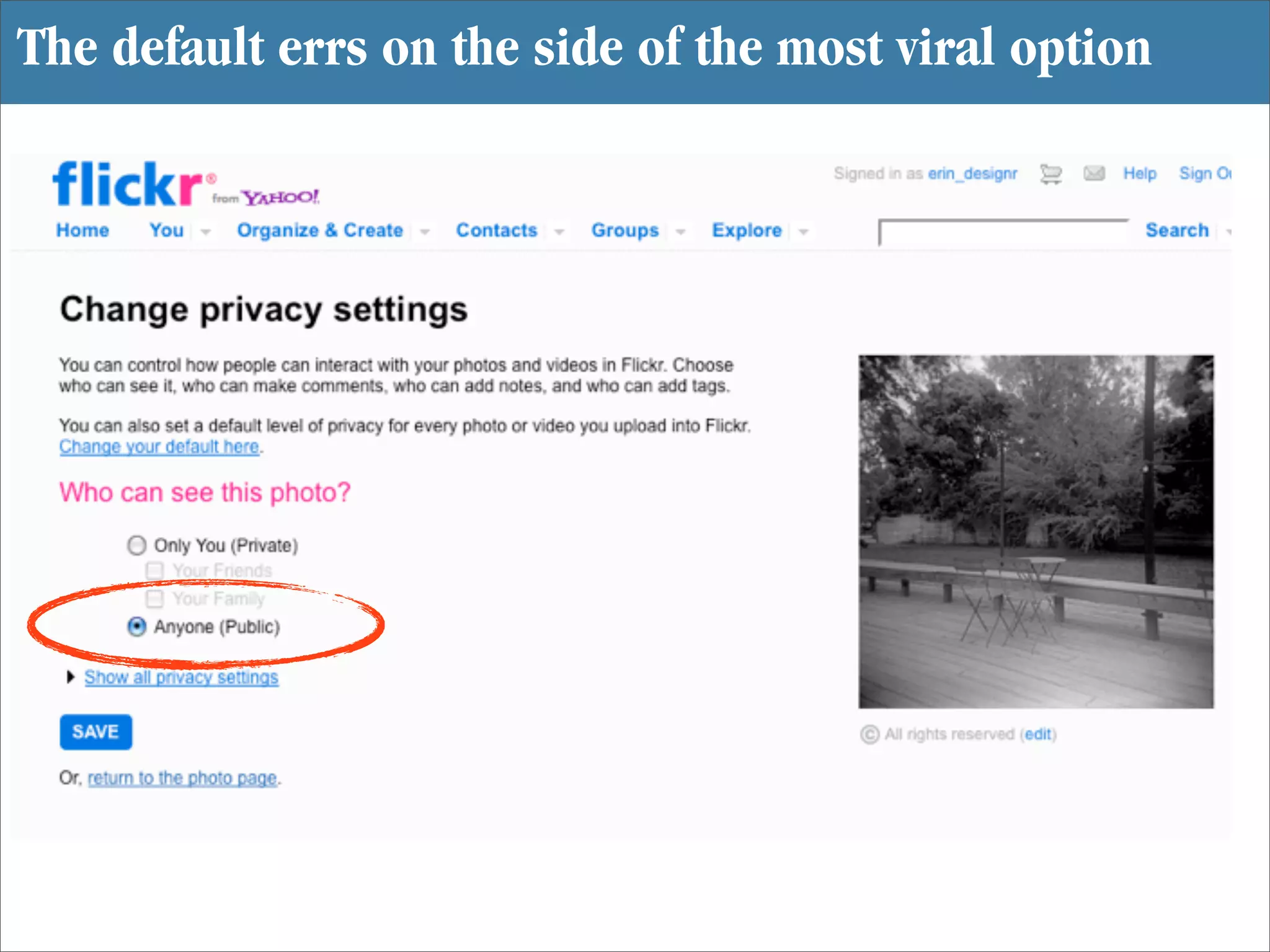 The default errs on the side of the most viral option
 