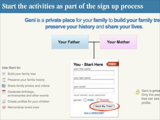 Start the activities as part of the sign up process
 