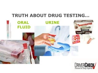 TRUTH ABOUT DRUG TESTING…
ORAL
FLUID
URINE
 
