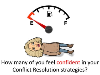 How many of you feel confident in your
Conflict Resolution strategies?
 