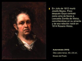 Pepito Costa y Bonells (1813).   Óleo sobre lienzo.  105 x 84cm.   Metropolitan Museum Nueva York Los retratos realizados por Goya durante la Guerra de la Independencia muestran un cambio hacia el realismo. El nieto del médico de la Duquesa de Alba. Tras él hay instrumentos militares - un tambor y una bayoneta.  Centra  la atención en los ojos y el gesto del niño, que vive el momento bélico con tensión. 