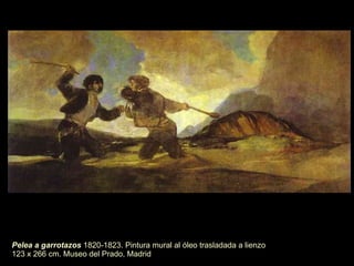 El perro o Perro semihundido  (1820-1823) Pintura mural al óleo trasladada a lienzo   131,5 x 79,3 Museo del Prado. Madrid 