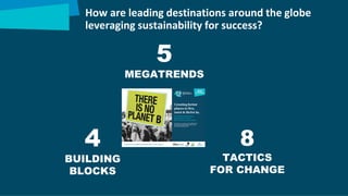 How are leading destinations around the globe
leveraging sustainability for success?
5
MEGATRENDS
4
BUILDING
BLOCKS
8
TACTICS
FOR CHANGE
 