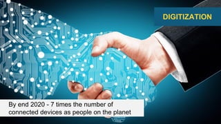 By end 2020 - 7 times the number of
connected devices as people on the planet
DIGITIZATION
 