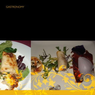 GASTRONOMY
Do you want a different lunch or dinner? Well, we have thought of a few possibilities for you.

Tapas-tour
Zaragoza is deservedly known as a city of tapas, from the most traditional ones to the purely avant-
garde ones. But you must know some places that are difficult to discover on a first visit to the city,
genuine sanctuaries where we will taste superb tapas watered down by wines from each one of the four
Denominaciones de Origen of Zaragoza, as well as a typical Aragonese dessert. A very special guide
will take us from one place to another whilst he tells us stories about what we are eating, on a visit that
we will make “between sighs”.
 