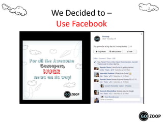 We Decided to –
Use Facebook
 