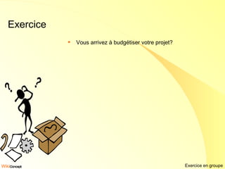 Exercice Vous arrivez à budgétiser votre projet? Exercice en groupe 