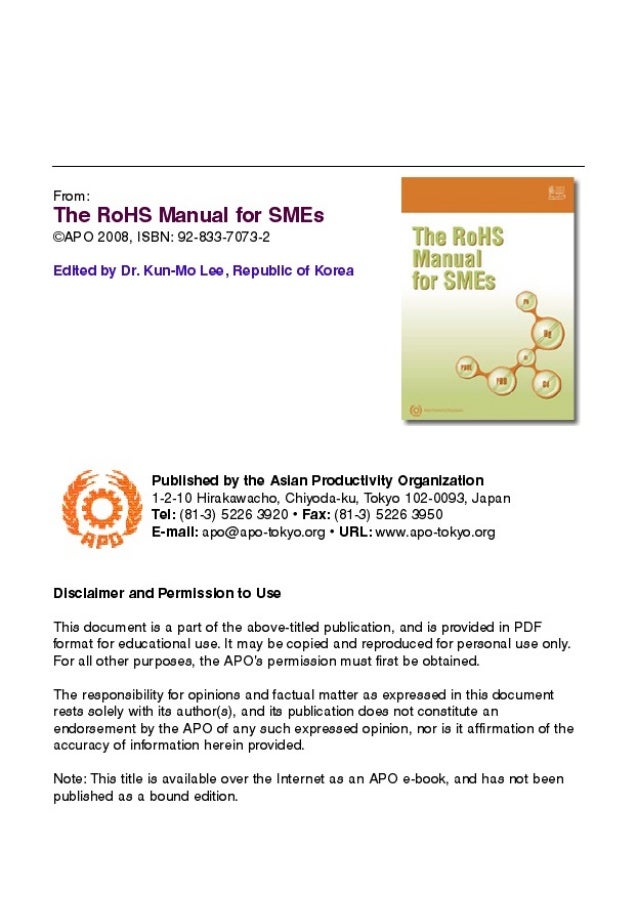 The Restriction Of Hazardous Substances Rohs Manual For Smes