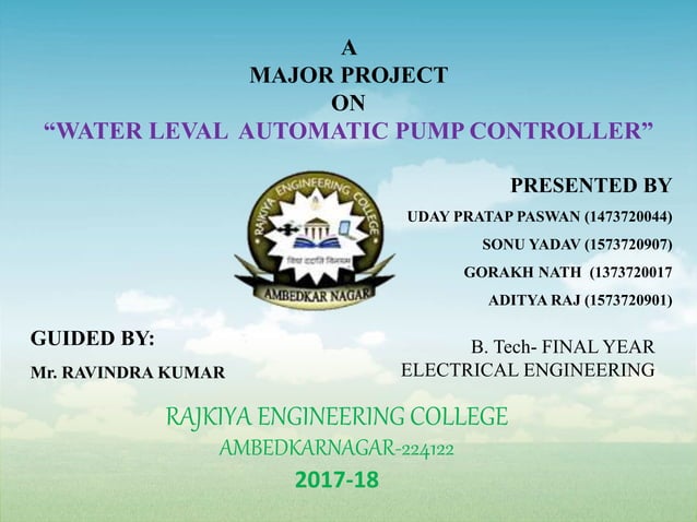 WATER LEVEL AUTOMATIC PUMP CONTROLLER | PPTX | Technology & Computing