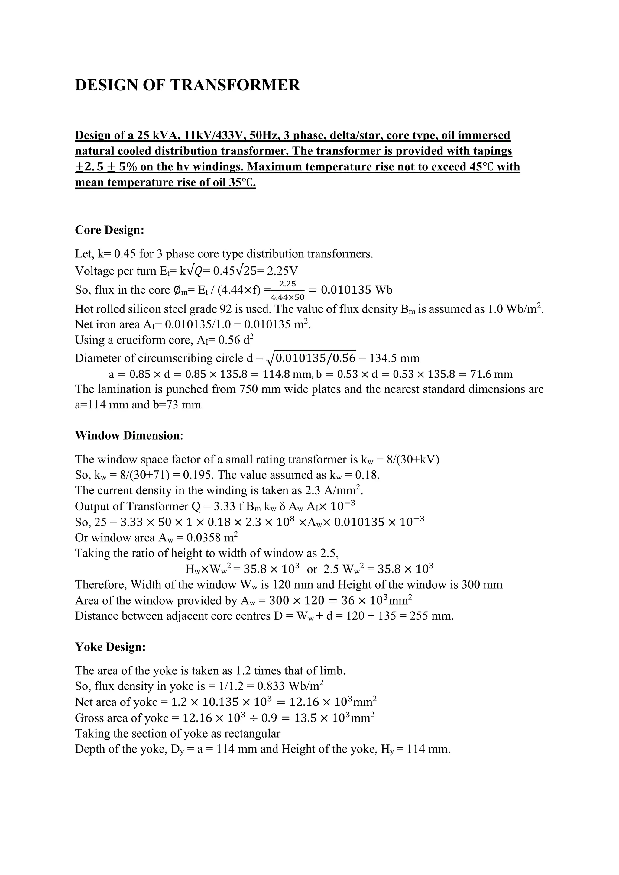 Design of substation (with Transformer Design) | PDF