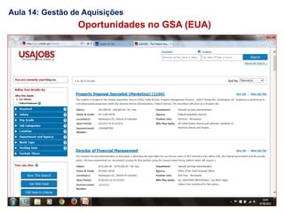 Oportunidades no GSA (EUA)
Aula 14: Gestão de Aquisições
 