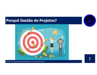 OH.007 - P01 I Edição das Jornadas da RaussTuna | 23 a 25 de abril de 2021
2
Porquê Gestão de Projetos?
 