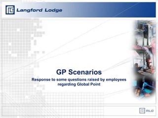 GP Scenarios
Response to some questions raised by employees
regarding Global Point
 