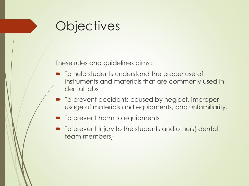 Dental laboratory rules and safety guidelines