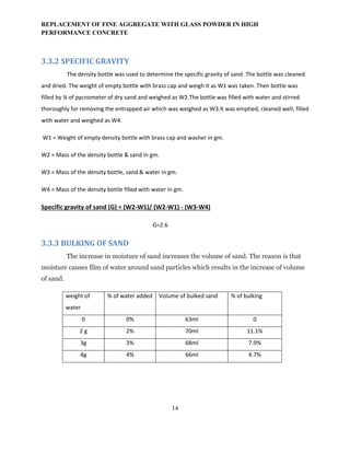 REPLACEMENT OF FINE AGGREGATE WITH GLASS POWDER IN HIGH PERFORMANCE ...