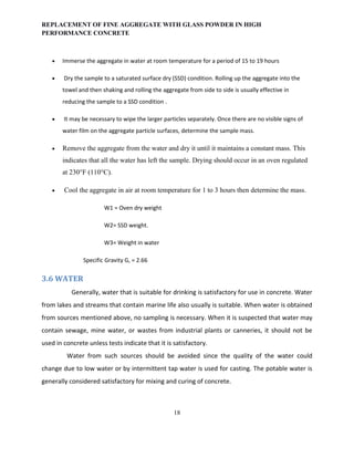 REPLACEMENT OF FINE AGGREGATE WITH GLASS POWDER IN HIGH PERFORMANCE ...
