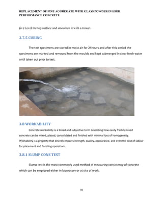 REPLACEMENT OF FINE AGGREGATE WITH GLASS POWDER IN HIGH PERFORMANCE ...