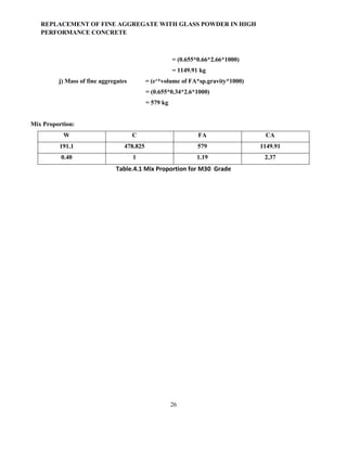 REPLACEMENT OF FINE AGGREGATE WITH GLASS POWDER IN HIGH PERFORMANCE ...