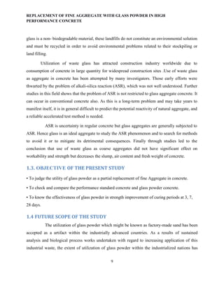 REPLACEMENT OF FINE AGGREGATE WITH GLASS POWDER IN HIGH PERFORMANCE ...