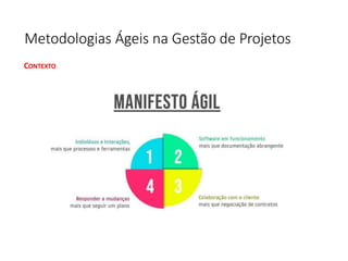 Metodologias Ágeis na Gestão de Projetos
CONTEXTO
 