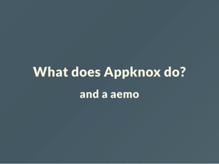 What does Appknox do?
and a aemo
 