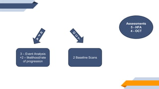 Assessments
5 - HFA
4 - OCT
3 – Event Analysis
+2 – likelihood/rate
of progression
2 Baseline Scans
 