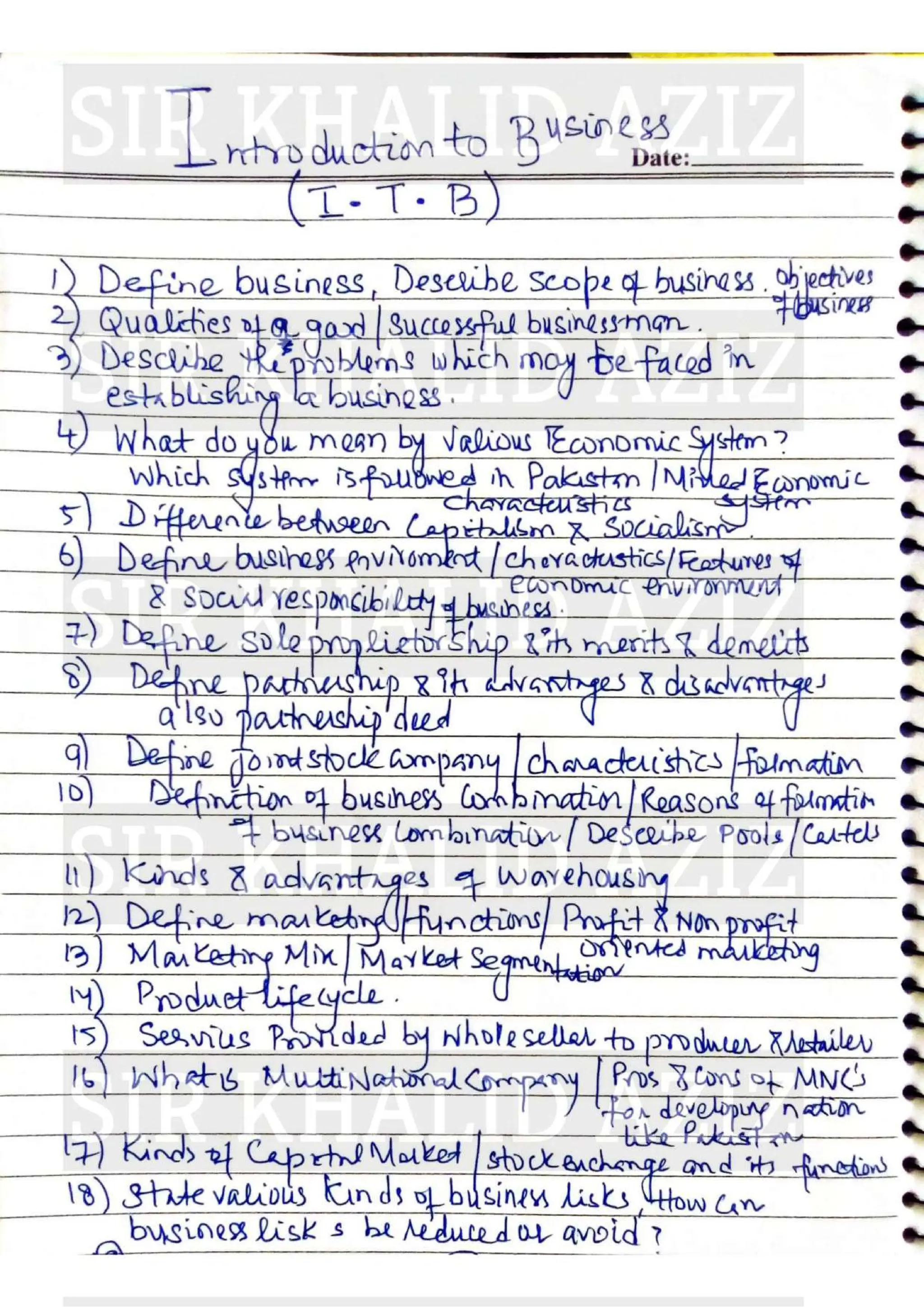 Guess Papers ADC 1, Karachi University