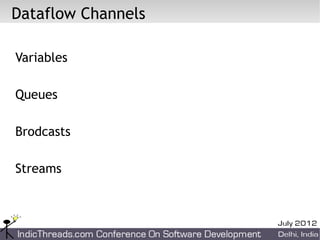 Dataflow Channels

Variables

Queues

Brodcasts

Streams
 
