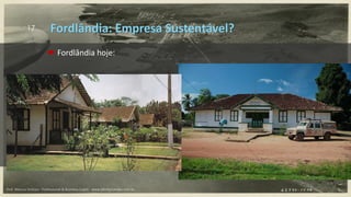 17
 Fordlândia hoje:
Fordlândia: Empresa Sustentável?
Prof. Marcus Vinicius - Professional & Business Coach - www.kikofernandes.com.br
 
