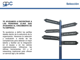 Selección

TE AYUDAMOS A ENCONTRAR A
LAS PERSONAS CLAVE QUE
AYUDARÁN AL CRECIMIENTO DE
TU EMPRESA.
Te ayudamos a definir los perfiles
ideales dentro de la estructura de tu
organización. Hacemos la selección
y evaluación a través de las
competencias para detectar el mejor
talento y facilitar así la integración
en el equipo y en los valores
organizacionales. Utilizamos las
últimas herramientas 2.0 y el
networking tradicional para ofrecer
un servicio ágil y de calidad.

 