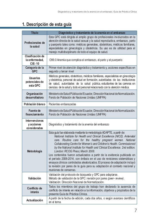 Gpc Anemia En El Embarazo