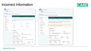 Digitising Social Care
Incorrect Information
 