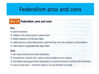 Federalism pros and cons
 