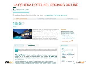 LA SCHEDA HOTEL NEL BOOKING ON LINE
 