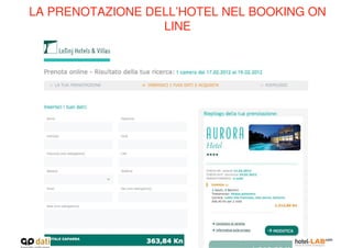 LA PRENOTAZIONE DELL’HOTEL NEL BOOKING ON
                  LINE
 