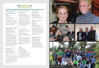 GPDGRANTSLIST
STRENGTHENING INTERNATIONAL
RELATIONS AND SECURITY
Business Executives for National
Security
Washington, D.C.
www.bens.org
$75,000 over four years
To launch BENS Chicago
BENS supports the U.S. government
by applying best business practices
and industry expertise toward creative
solutions to its most challenging
national security problems.
University of Denver – Josef Korbel
School of International Studies
Denver, Colorado
www.du.edu/korbel/middleeast/
$2,035,000 over ten years
To launch and establish the Center for
Middle East Studies
CMES generates scholarly research
and fosters public understanding
of the Middle East and the broader
Islamic world’s societies, political
systems, and international relations
through dialogue and debate on the
contemporary politics of the region.
This amount also includes funding for
CMES partnerships with WorldDenver
and the InterfaithYouth Core.
Northwestern University
Evanston, Illinois
www.mena.northwestern.edu/
$500,000 over five years
To launch and establish the Middle
East and North African Studies
Program
MENA offers students and the broader
community opportunities to study and
discuss critical approaches to social,
cultural, political, and economic forces
in the Middle East, and provides an
understanding of their histories and
global interconnections.
United States Military Academy at
West Point
West Point, NewYork
www.usma.edu/cscmo
$5,000,000 over twelve years
To launch and establish the Center for
the Study of Civil-Military Operations
The CSCMO embeds civil-military
and interagency cooperation into
traditional military education though
cross-disciplinary programming that
emphasizes collaboration between the
military and the government, NGOs
and civilian populations.
SUPPORT FOR VETERANS
Illinois Joining Forces Foundation
Chicago, Illinois
www.illinoisjoiningforces.org
$140,000 over three years
To launch and establish Illinois Joining
Forces
Illinois Joining Forces is a statewide
public-private network of veteran and
military-serving organizations that
collaborate to help service members,
veterans and their families navigate
available resources and support
services.
MVP Vets
Carlsbad, California
www.mvpvets.org
$30,000 over three years
For job training programs
MVPVets helps thousands of military
veterans develop new careers in the
life sciences fields through virtual
training, mentorship opportunities and
job matching services.
YOUTH DEVELOPMENT
Pittsburgh YMCA
Pittsburgh, Pennsylvania
www.deervalleyymca.org
$672,130 over four years
For youth leadership programs and
camp facilities at Deer ValleyYMCA
Nuestros Pequeños Hermanos
(NPH) USA
Chicago, Illinois
www.nphusa.org
$676,465 over four years
For youth leadership development
programs for NPH International
NPH transforms orphaned, abandoned
and disadvantaged children’s lives
in Latin America and the Caribbean
by providing safe, healthy and loving
homes, healthcare, leadership and
educational opportunities.
Spearhead Rugby Academy
Stillwater, Minnesota
www.spearheadrugby.com
$45,000 over four years
For Student scholarships
Spearhead Rugby Academy offers
training, coaching and academic
support to elite high school rugby
players and cross-over athletes
seeking a career in professional rugby.
GRANTS COMMITTED SINCE 2012
GPD CHARITABLE TRUST PHILANTHROPY REPORT | 10 & 11
Undergraduate Student David Lunde, recipient
of CMES’ Best Student Paper Award, with Danny
Postel & Nader Hashemi
West Point Class of 2016 Cadet Nicole Zajimovic meets with the
Honorable Madeleine Albright following the Thayer Award dinner.
NPH LeadershipAcademy - Guatemala 2014
Syria Direct
 