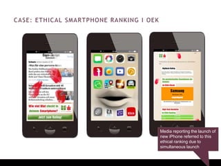CASE: ETHICAL SMARTPHONE RANKING I OEK
Media reporting the launch of
new iPhone referred to this
ethical ranking due to
simultaneous launch
 