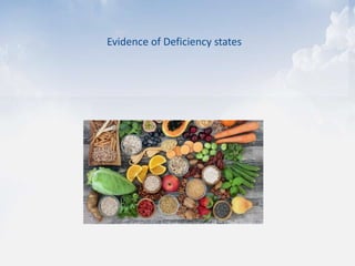Evidence of Deficiency states
 