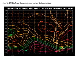 Las ISÓBARAS son líneas que unen puntos de igual presión 