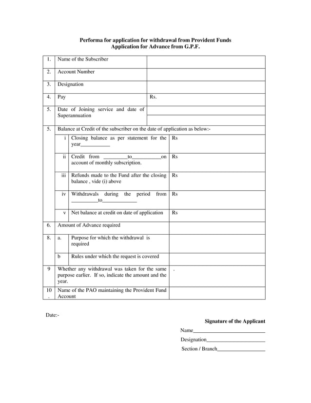 Gpf Form C.pdf Gpf advance, withdrawal & final payment form | PDF