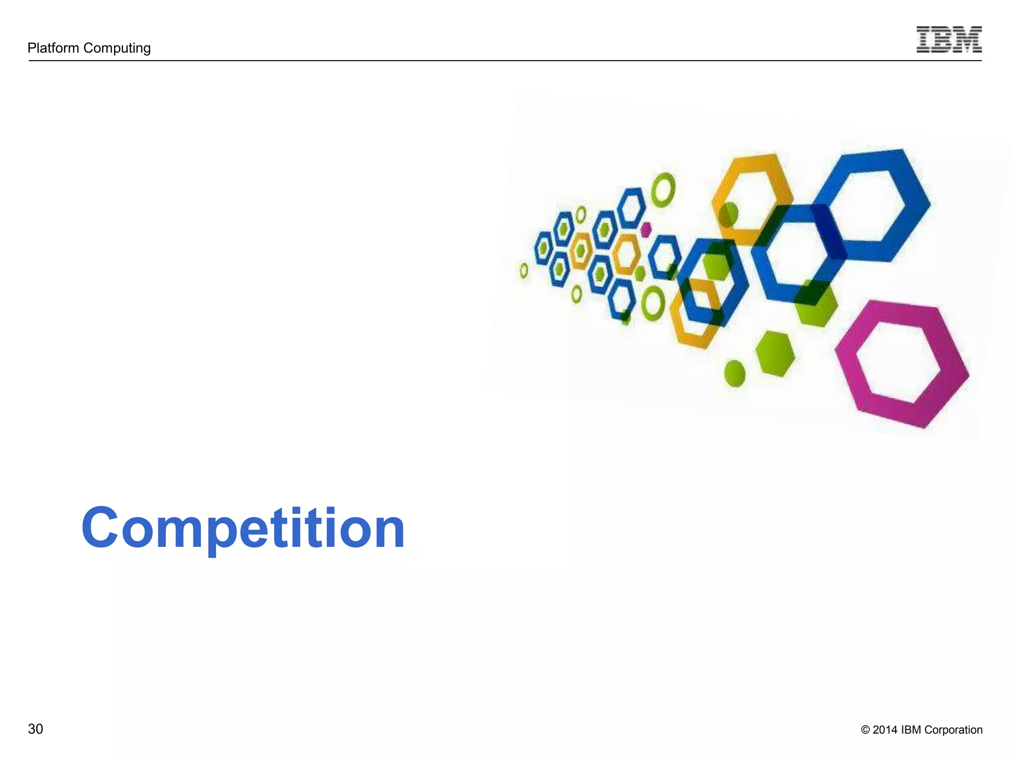 © 2014 IBM Corporation Platform Computing 30 Competition 