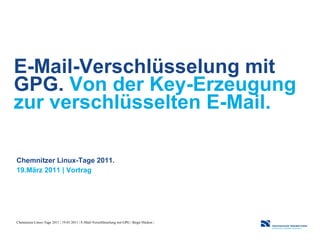 E-Mail-Verschlüsselung mit GPG.  Von der Key-Erzeugung zur verschlüsselten E-Mail. Chemnitzer Linux-Tage 2011. 19.März 201...