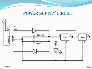 26/35
Power Supply CIRCUIT
7812 7805
11
2 2
33
220
Vac
2200μF
20 pF
12
Vac
 