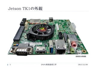 Jetson TK1の外観
GPGPU実践基礎工学5 2015/12/09
授業担当者撮影
 