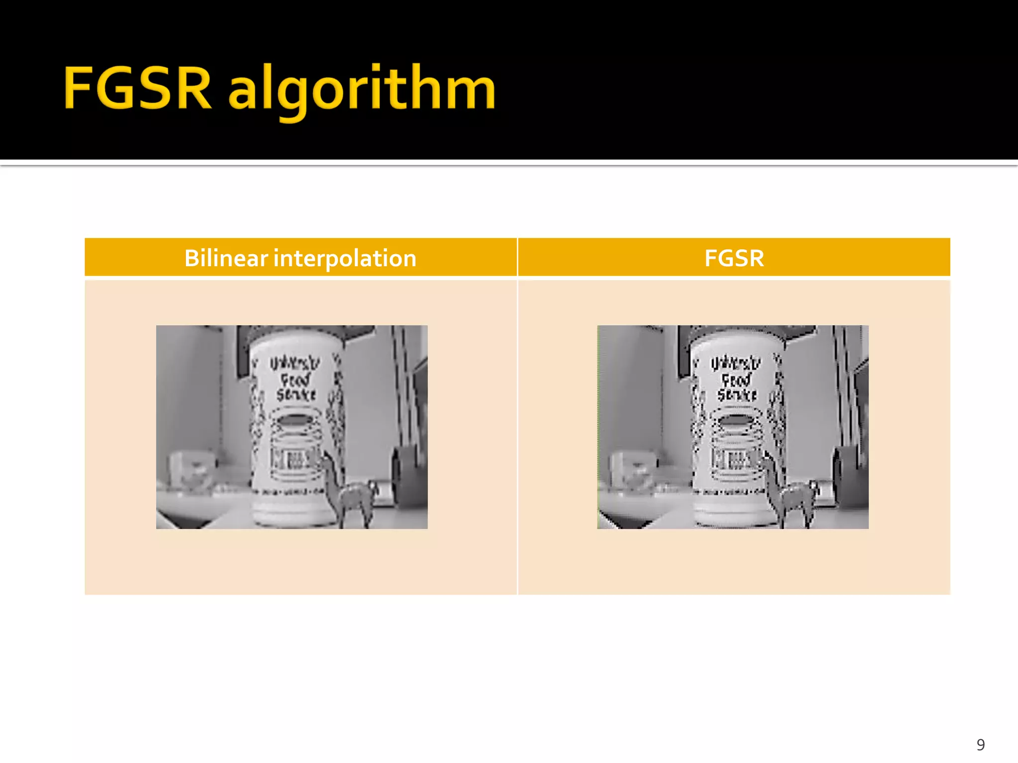 Bilinear interpolation   FGSR




                                9
 