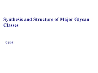 Synthesis and Structure of Major Glycan
Classes
1/24/05
 