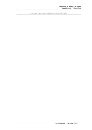 Laboratorio de Mecánica de Fluidos
Caudalímetros y Tubo de Pitot
CAUDALÍMETROS Y TUBO DE PITOT-13
PÁGINA EN BLANCO INTENCIONADAMENTE
 