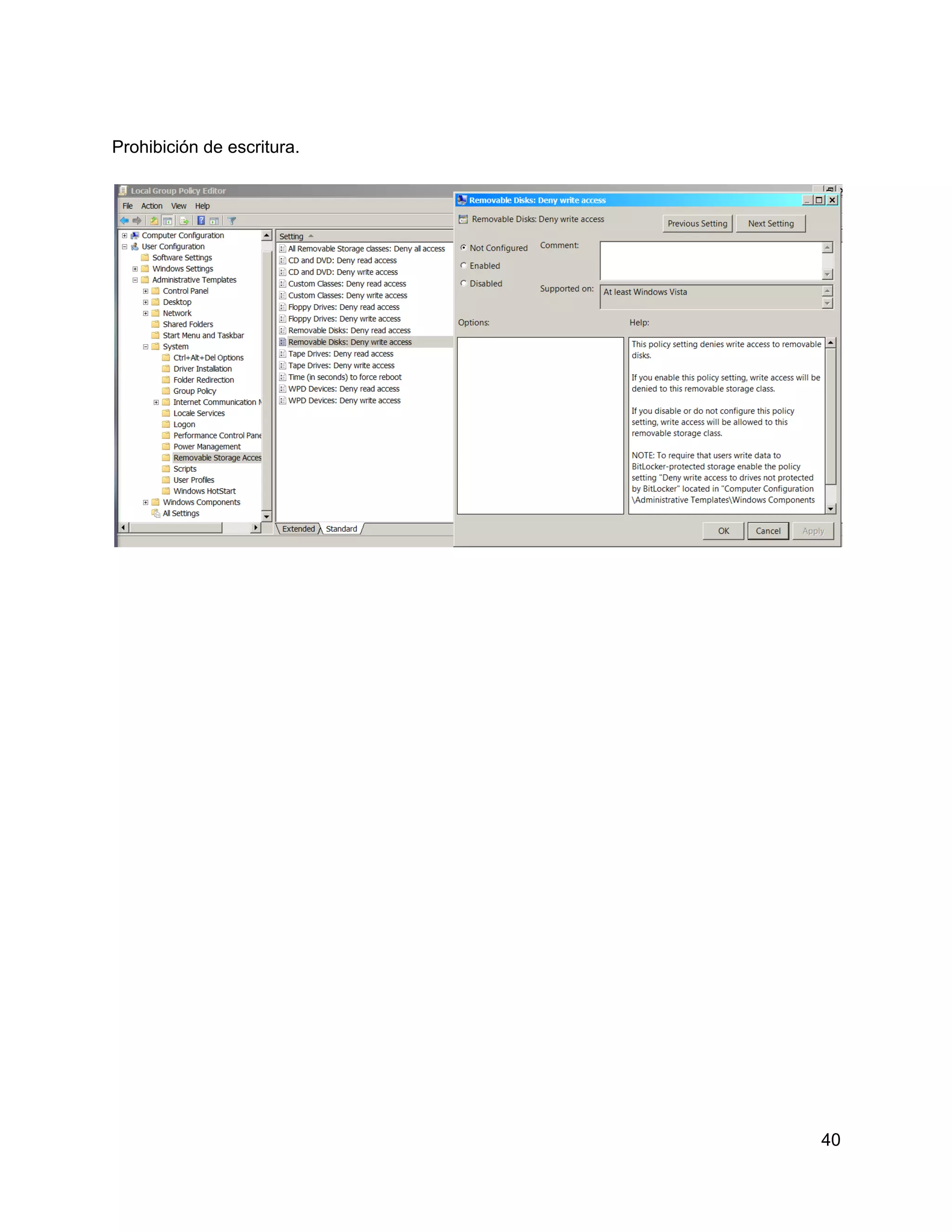 Prohibición de escritura.

40

 